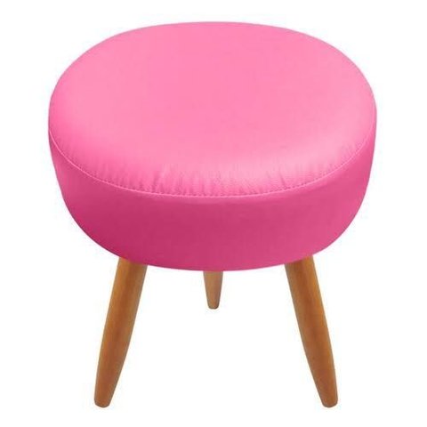 Puff Redondo Corano Rosa Pink Pés Palito