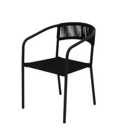 Poltrona Cadeira de Jardim Jantar Varanda em Alumínio e Corda Náutica Modelo Lavanda Cor Preto - 1