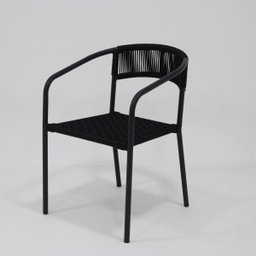 Poltrona Cadeira de Jardim Jantar Varanda em Alumínio e Corda Náutica Modelo Lavanda Cor Preto - 2