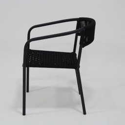 Poltrona Cadeira de Jardim Jantar Varanda em Alumínio e Corda Náutica Modelo Lavanda Cor Preto - 3