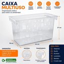 Ver imagem 5 de Caixa Multiuso Organizadora Retangular 21L Transparente em Polipropileno com Aberturas Laterais