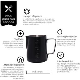 Leiteira Pitcher Espumador em Aço Inox Black 600 Ml ? Mimo Style - 2
