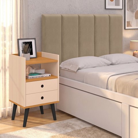 Cabeceira Solteiro 5 Módulos com Mesa de Cabeceira Dream Moderna para Quarto Completa