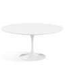 Mesa de Jantar Saarinen Tulipa Redonda - 120 Cm - Laca Acetinada Branca com Vidro - 1