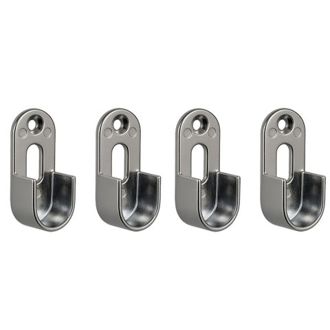 4 Suporte Cabideiro Tubo Oblongo Oval Armário Guarda Roupa e Closet - Prata