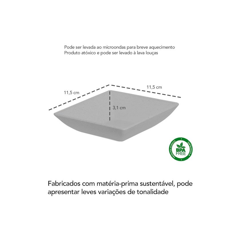 Tigela Petisqueira Quadrada Preta Bege Marfim Kit Eco 5un - 4