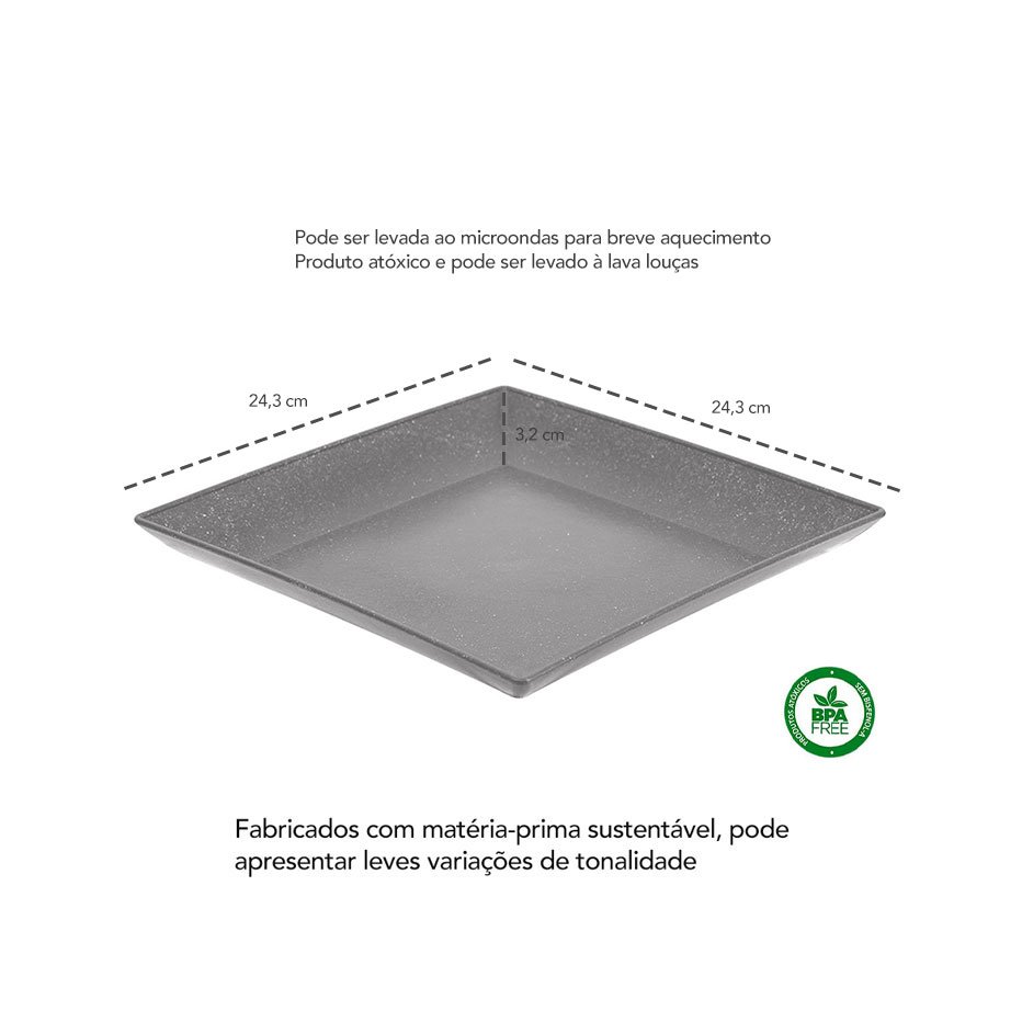 Tigela Petisqueira Quadrada Preta Bege Marfim Kit Eco 5un - 5