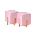 Ver imagem 1 de Kit 02 Puffs Decorativo Quadrado em Suede Cor Rosa