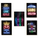 Ver imagem 1 de Kit 5 Placas MDF Universo Gamer 28,7x22cm Parede Moderna