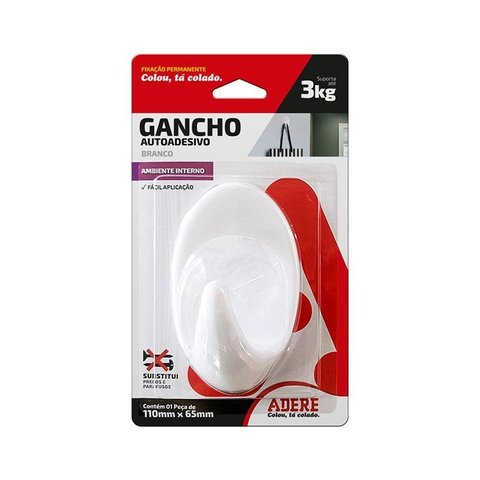Ganchos Autoadesivos Grande Branco Adere