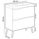 Ver imagem 4 de Balcão Gabinete para Banheiro com Pés e Lavatório 80cm Evie B06 Branco Tau - Lyam Decor