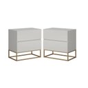 Ver imagem 2 de Kit 2 Mesas de Cabeceira Eros 45cm Estilo Europeu Pés de Metal Dourado:off White