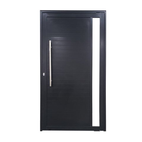 Porta Pivotante de Alumínio Preto com Puxador e Vidro Linha 30 Roma - Esquerda / 210 x 120