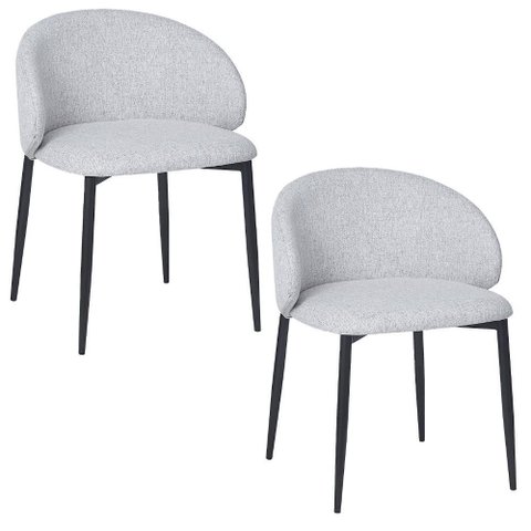 Cadeira P/ Mesa Jantar Estofada Courino ou Linho 2 unidades Cor:cinza com Preto