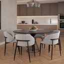 Ver imagem 2 de Cadeira P/ Mesa Jantar Estofada Courino ou Linho 2 unidades Cor:cinza com Preto