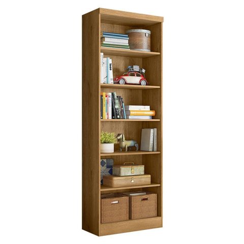 Livreiro Freijo Moderno 5 Prateleiras 5 Nichos MDF Amadeirado Qmovi