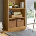 Ver imagem 3 de Livreiro Freijo Moderno 5 Prateleiras 5 Nichos MDF Amadeirado Qmovi