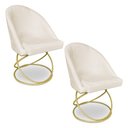 Ver imagem 1 de Kit 02 Cadeiras Poltrona de Jantar Bela Veludo Bege Base Metálica Luxo Dourado - Pallazio