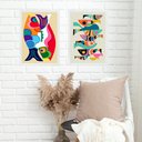Ver imagem 1 de Kit 2 Quadros Decorativos Peixes Abstratos 24x18cm - com Vidro:moldura Branca