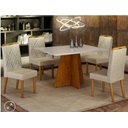 Ver imagem 1 de Conjunto de Mesa Alice com 4 Cadeiras Olga 120x90 Mel/off White