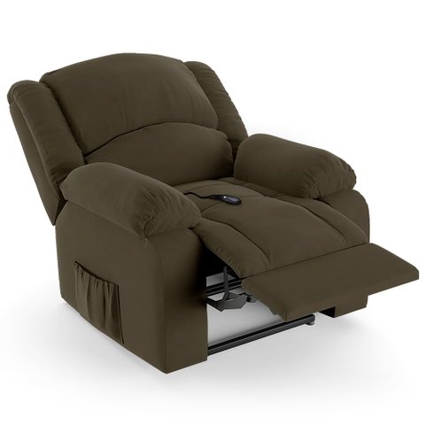 Poltrona do Papai Reclinável Pietra Controle Power Elétrico Fh9 Veludo Capuccino - Mpozenato