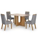 Ver imagem 2 de Mesa de Jantar Dora 120x80 Vidro 25mm Cinamomo Off White com Kit 4 Cadeiras Linho Prata- Valdemóveis