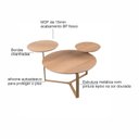 Ver imagem 4 de Mesa de Centro 83cm Três Tampos Chanfrada Orgânica Pé Metal 28021 Artesano