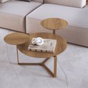 Ver imagem 1 de Mesa de Centro 83cm Três Tampos Chanfrada Orgânica Pé Metal 28021 Artesano