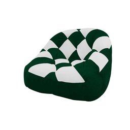 Poltrona Redonda Tipo Puff Dama Suede Verde e Branco - D'rossi Poltrona Redonda Tipo Puff;poltrona D - 2