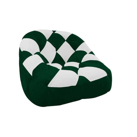 Poltrona Redonda Tipo Puff Dama Suede Verde e Branco - D'rossi Poltrona Redonda Tipo Puff;poltrona D