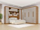 Ver imagem 1 de Guarda-Roupa Casal Modulado de Canto com 11 Portas Espaço para Cama Multimóveis Cinamomo/Off White