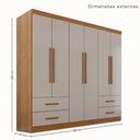 Ver imagem 4 de Guarda-Roupa Casal Modulado de Canto com 11 Portas Espaço para Cama Multimóveis Cinamomo/Off White