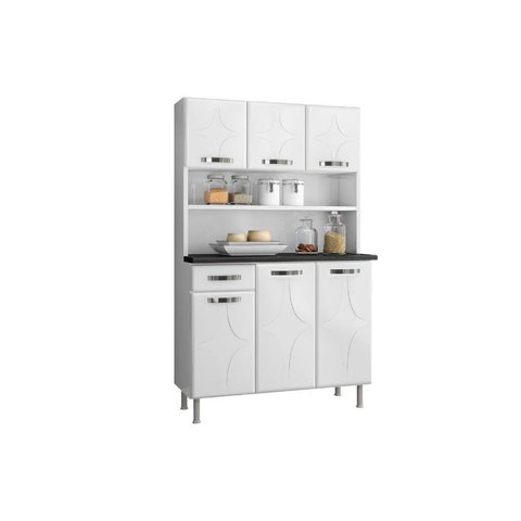Kit de Cozinha Compacta Rubi Smart c/ 6 Portas e 1 Gaveta Branco - Telasul