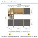 Ver imagem 3 de Cozinha 5 Peças Condessa 11 Portas 100% MDF Cinza/Carvalho Titânio