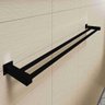 Porta Toalha Duplo Banheiro 70cm Aço Inox 304 Preto Fosco - 3