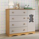 Ver imagem 1 de Cômoda Infantil 95cm 1 Porta com Vidro e 4 Gavetas Doçura Multimóveis Mp4494 Madeirado/off White
