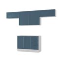 Ver imagem 2 de Cozinha Compacta Planejada 4 Peças 3 Aéreos 1 Balcão Soho CabeCasa MadeiraOriginals Azul/Branco