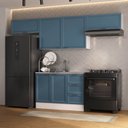 Ver imagem 1 de Cozinha Compacta Planejada 4 Peças 3 Aéreos 1 Balcão Soho CabeCasa MadeiraOriginals Azul/Branco