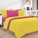 Ver imagem 1 de Kit Edredom + Jogo de Lençol Malha 100% Algodão Gran Moratta 6 Peças Queen - Amarelo-pink