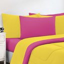 Ver imagem 3 de Kit Edredom + Jogo de Lençol Malha 100% Algodão Gran Moratta 6 Peças Queen - Amarelo-pink