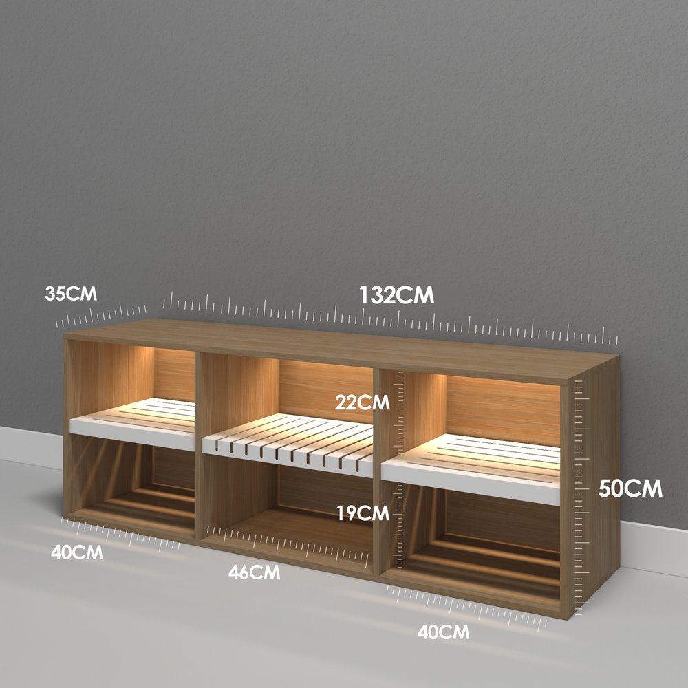 Rack Bancada Estante Moderno Industrial Madeira com Branco sem Led Incluso - 4