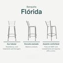 Ver imagem 3 de Kit 4 Banquetas para Balcão Flórida Prata 60cm Cozinha Gourmet Bistrô Bancada Piscina Área de Lazer