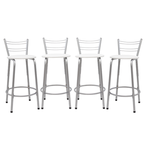 Kit 4 Banquetas para Balcão Flórida Prata 60cm Cozinha Gourmet Bistrô Bancada Piscina Área de Lazer