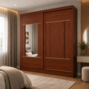 Ver imagem 1 de Guarda-Roupa Casal Elise 2 Portas de Correr 4 Gavetas com Espelhos 100 MDF Pm Home