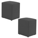 Ver imagem 1 de Kit 02 Puffs Decorativos Sala de Estar Quadrado 36x47cm Linho Cinza - Desk Design