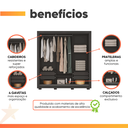 Ver imagem 4 de Guarda Roupas Casal 3 Portas de Correr com Espelho 4 Gavetas Giovanna Preto Caemmum