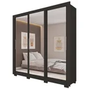 Ver imagem 1 de Guarda Roupas Casal 3 Portas de Correr com Espelho 4 Gavetas Giovanna Preto Caemmum