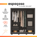 Ver imagem 5 de Guarda Roupas Casal 3 Portas de Correr com Espelho 4 Gavetas Giovanna Preto Caemmum