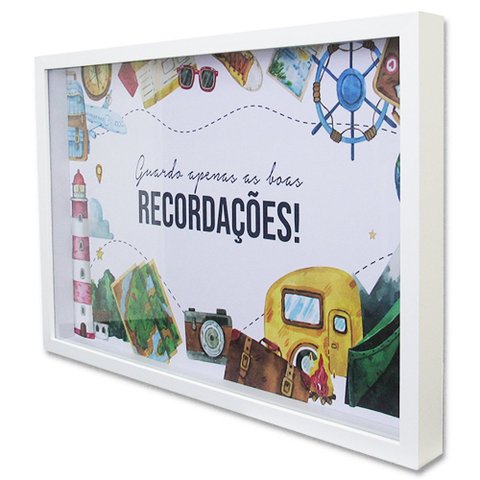 Quadro Cofre Porta Objetos Recordações TaColado Moldura Branca