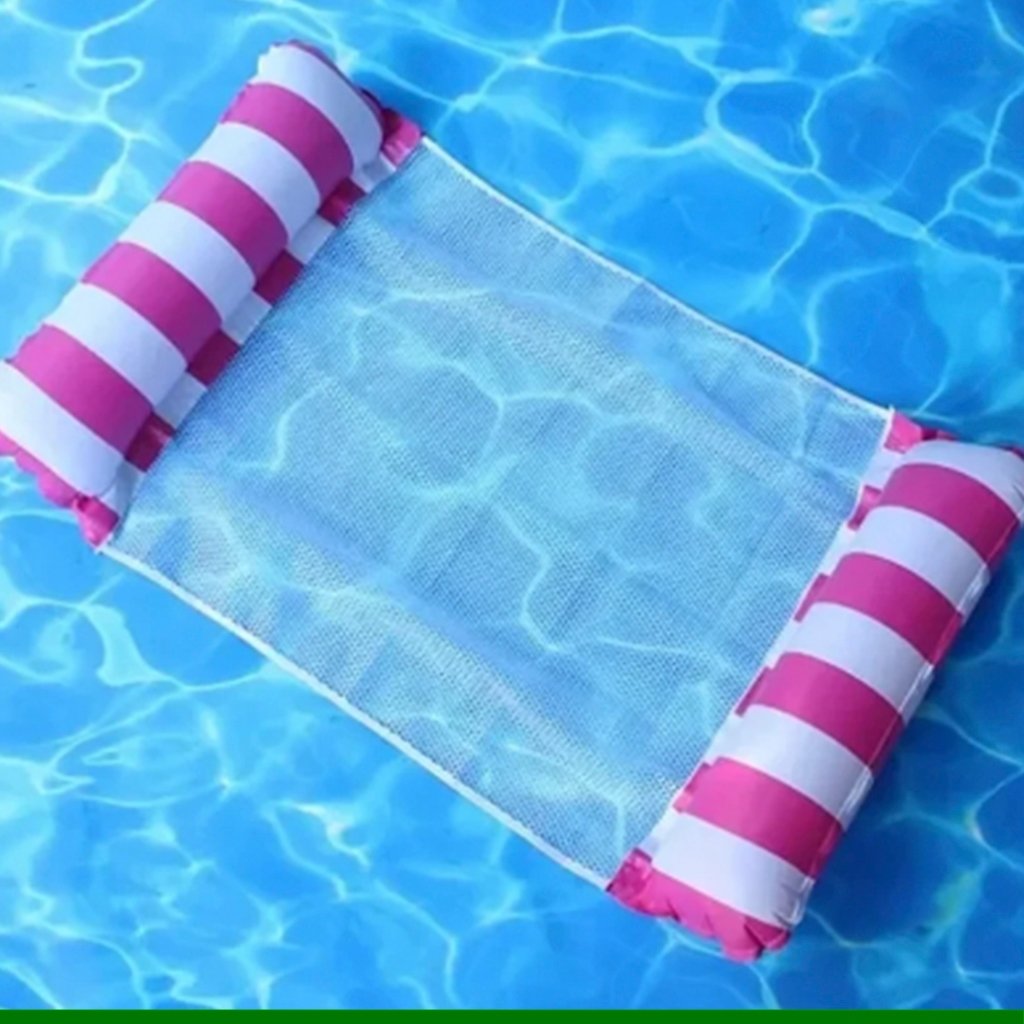 Boia Rede Piscina Cama Flutuante Colchão Reclinável Inflável Cadeira Espreguiçadeira de Pvc Rosa - 1